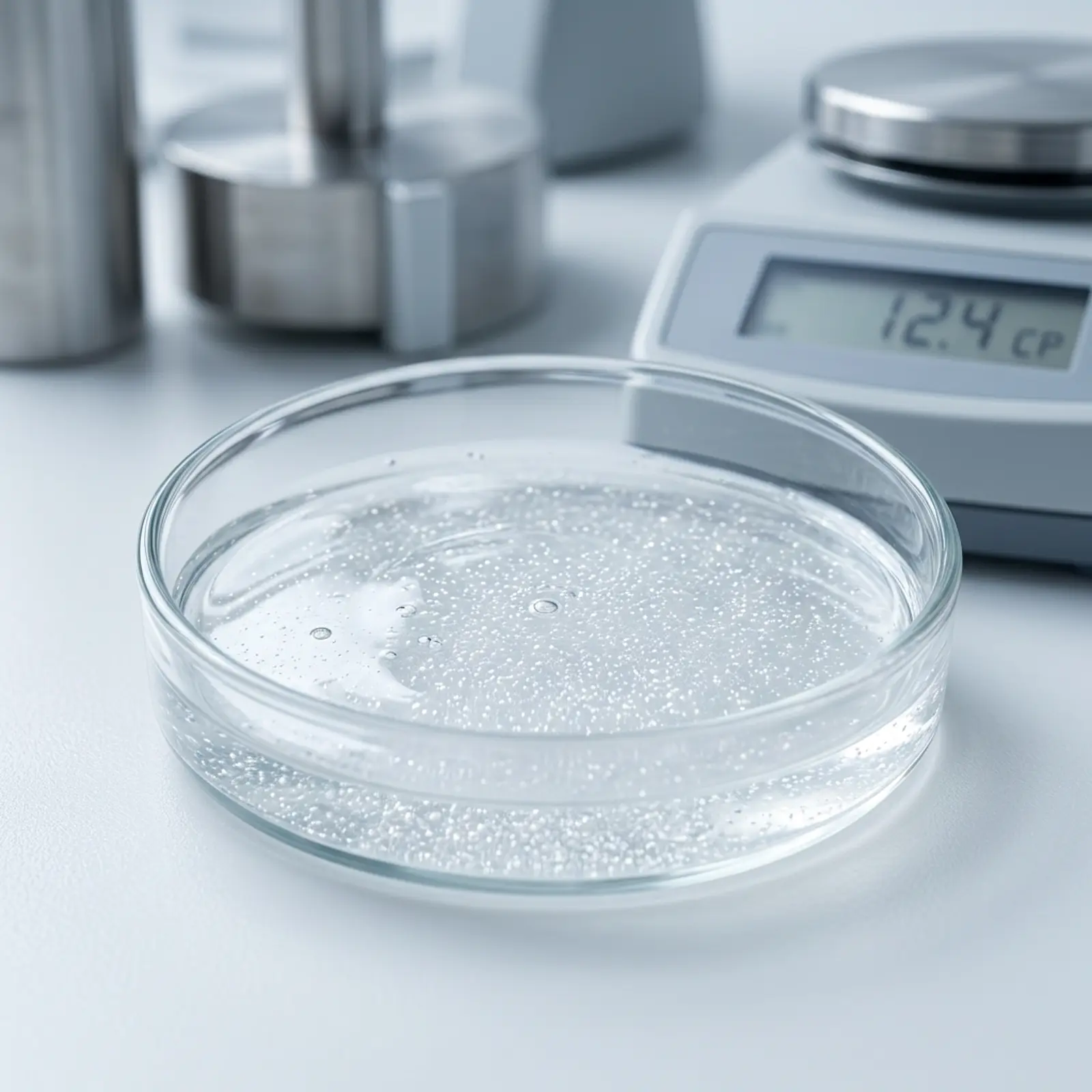 Macro photo of titanium dioxide nanoparticles in a sunscreen coating on a clean studio background.